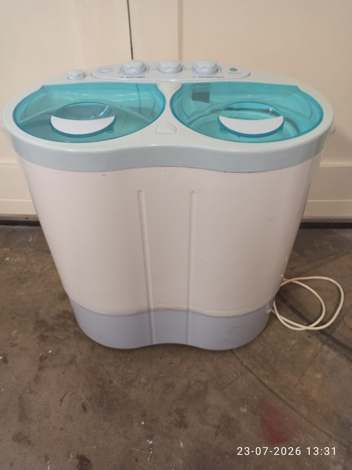 Washmover Twin Tub Draagbare Wasmachine BSW22-30T, Minder dan 4 kg, Ophalen, Minder dan 1200 toeren, Minder dan 85 cm