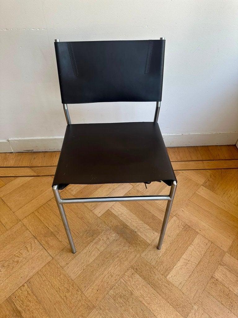 Martin Visser Spectrum SE06 stoel in chocoladebruin tuigleer, Ophalen, Gebruikt, Bruin, Dutch Design