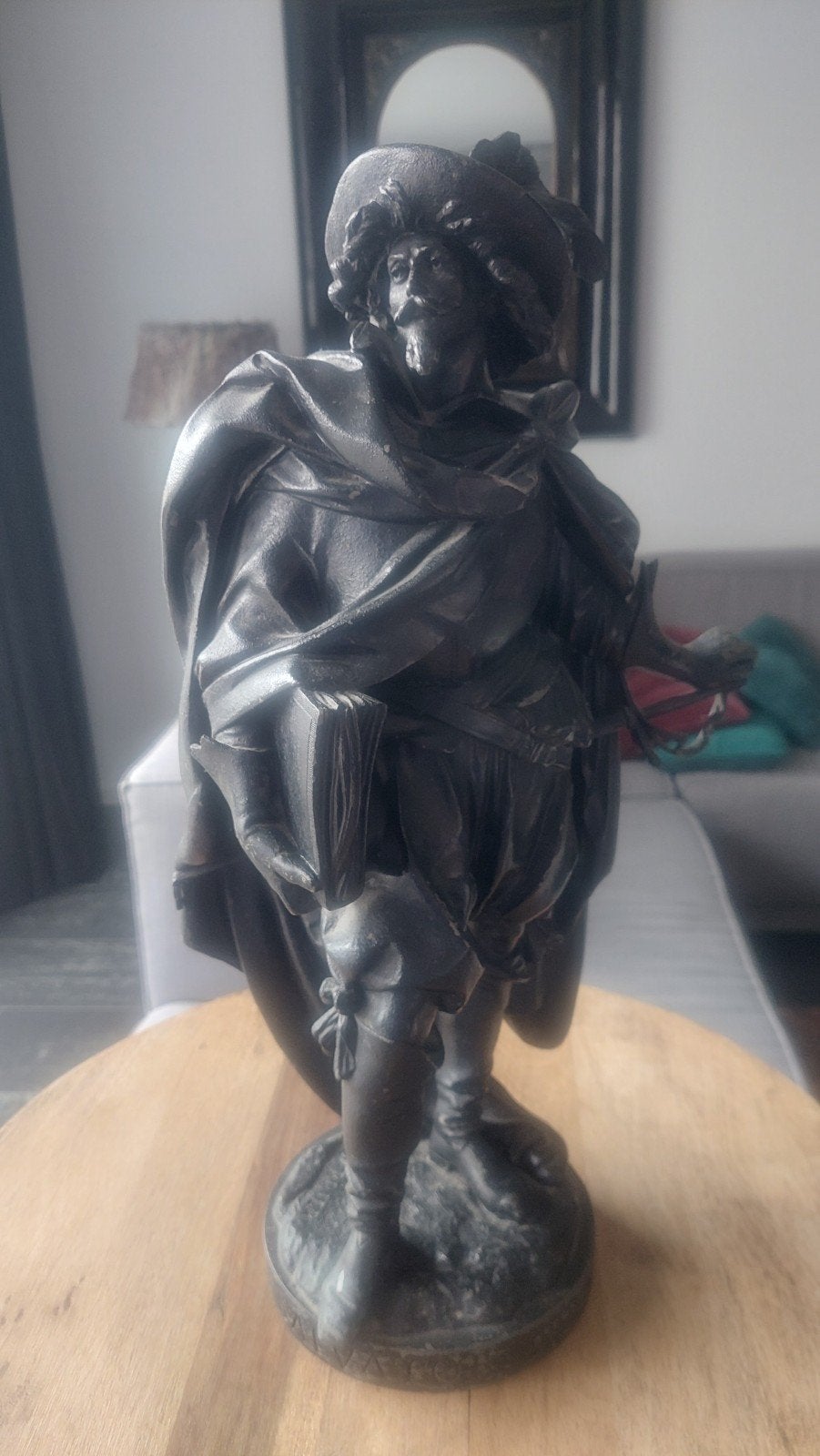 Antiek Zamac  beeld: 'Salvator' door Carrier, Antiek en Kunst, Ophalen of Verzenden, Brons, Man, 20 - 50 cm