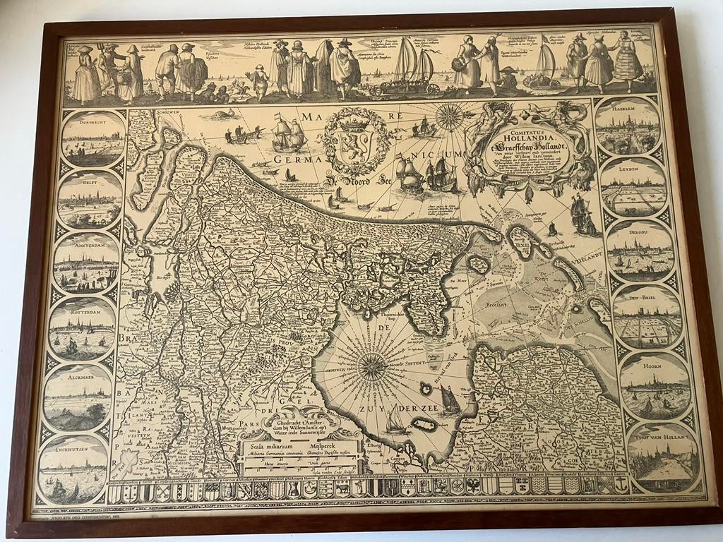 Reproductie historische kaart – Graefschap Hollandt (1608), Antiek en Kunst, Ophalen