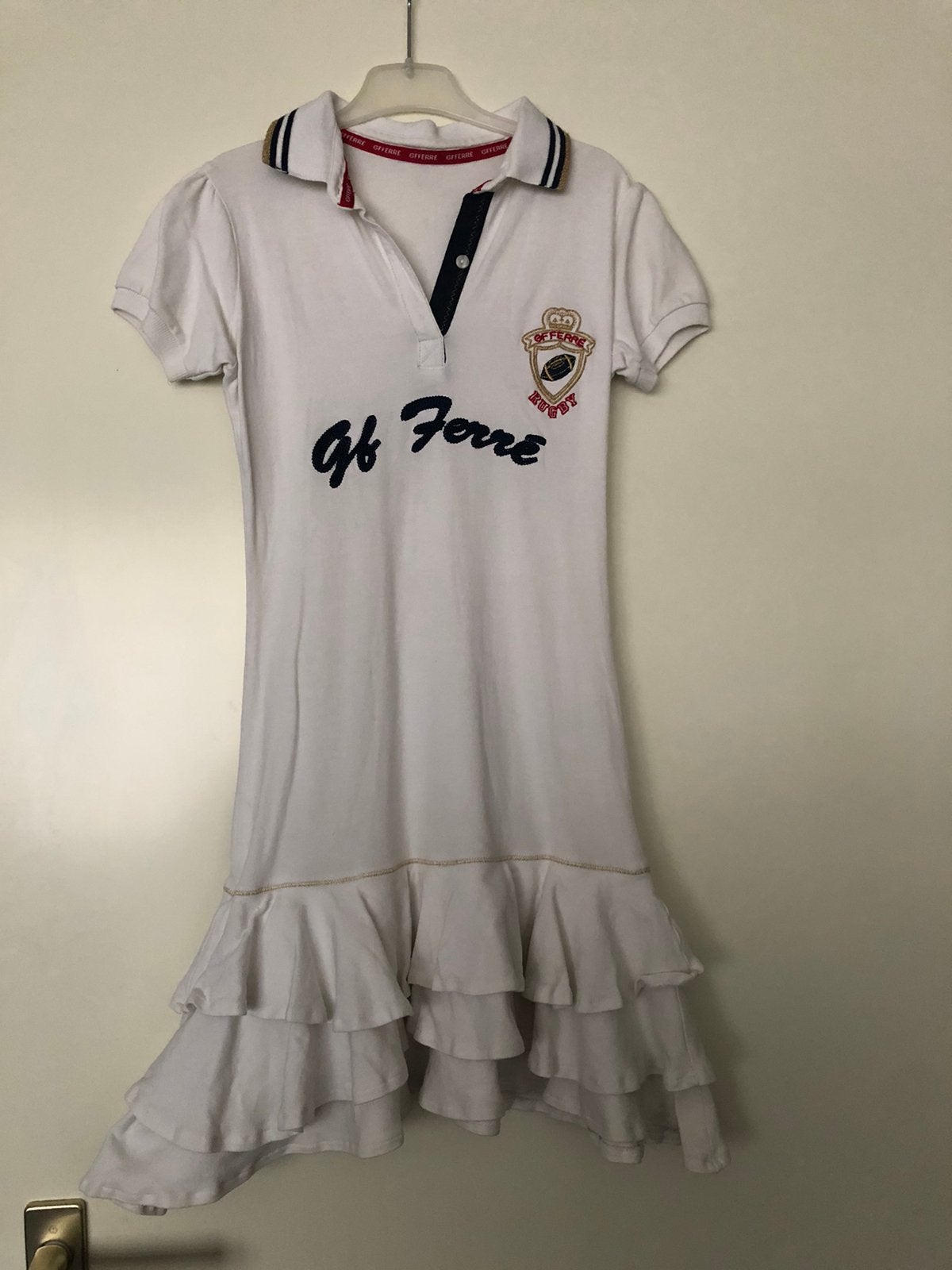 Mooie witte polo jurk van GF Ferre met ruches, Ophalen of Verzenden, Zo goed als nieuw, Meisje, Jurk of Rok