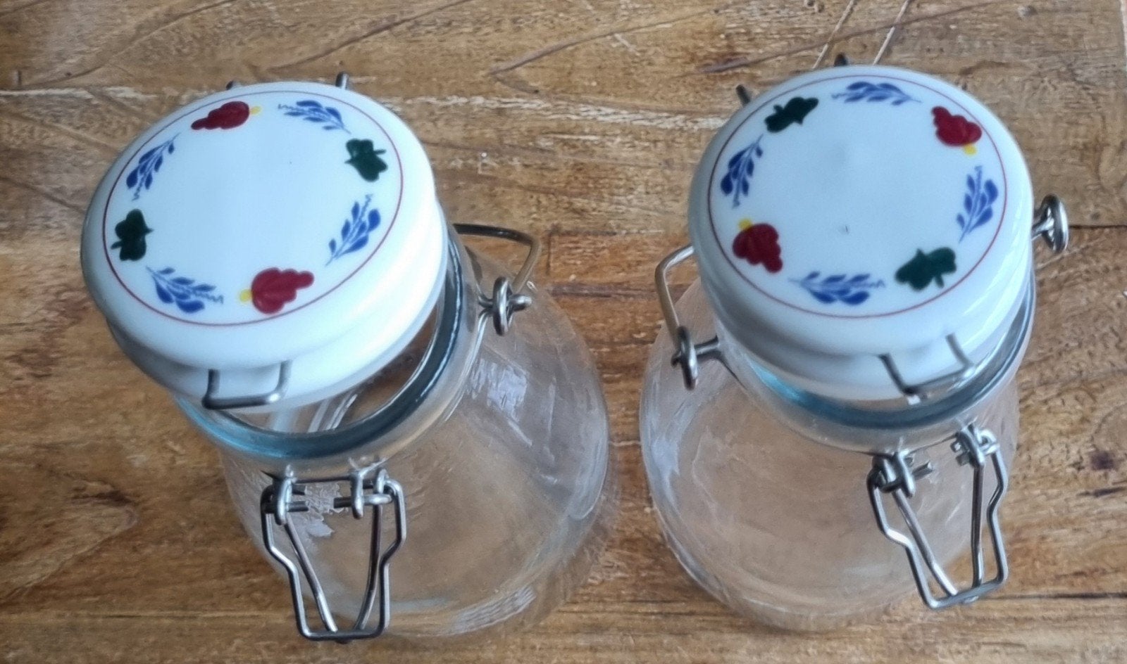 2x Boerenbont voorraadflessen met beugelsluiting, Huis en Inrichting, Ophalen, Voorraadpot, Meerkleurig, Overige merken