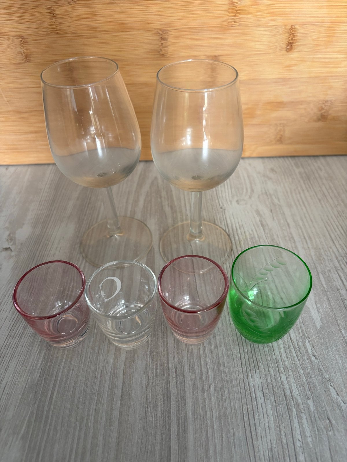 2 wijnglazen en 4 borrelglaasjes, Antiek en Kunst, Ophalen of Verzenden