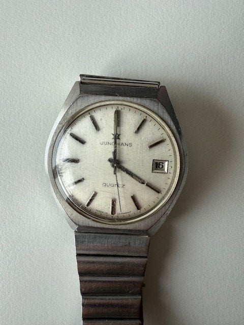 Vintage Duits Junghans quartz horloge uit de jaren 70., Overige merken, Staal, Met bandje, Polshorloge
