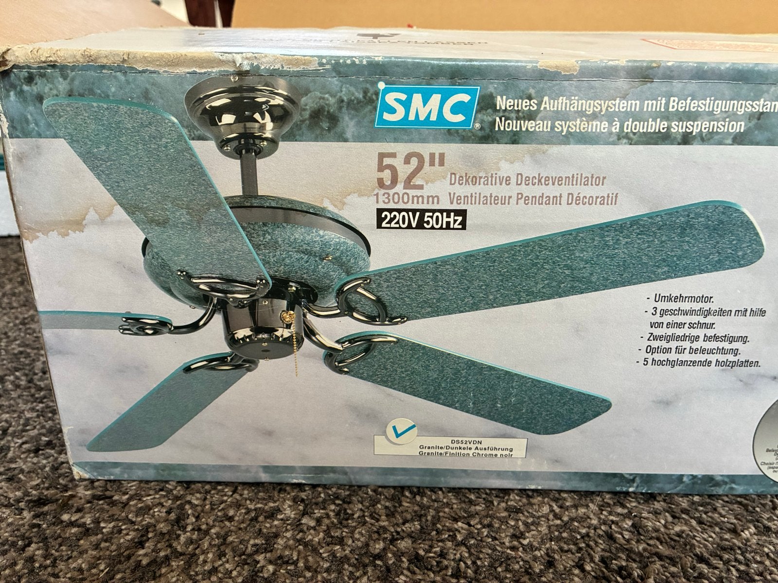 SMC Plafondventilator - 3 snelheden, stil en onbeschadigd, Witgoed en Apparatuur, Ophalen, Zo goed als nieuw, Plafondventilator