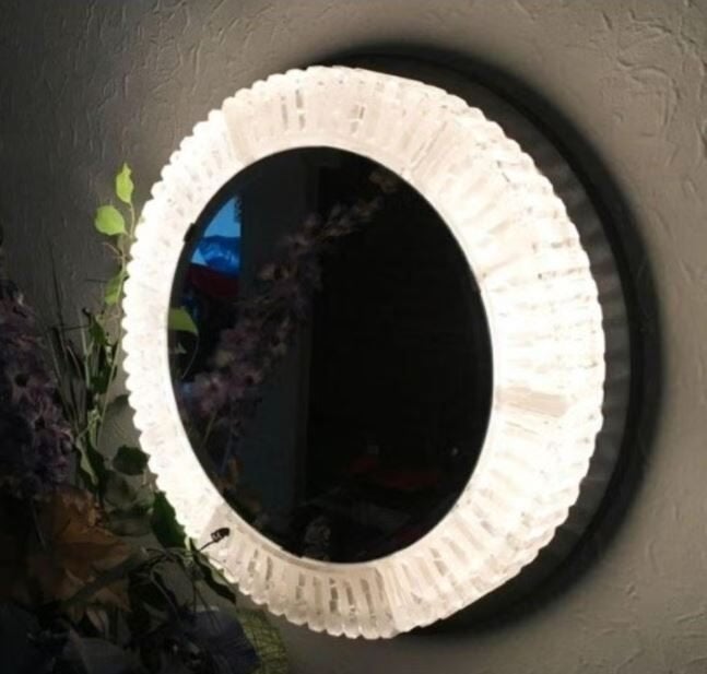 vintage spiegel met verlichting Hillebrand 60er, Ophalen, Gebruikt, Rond, Minder dan 100 cm