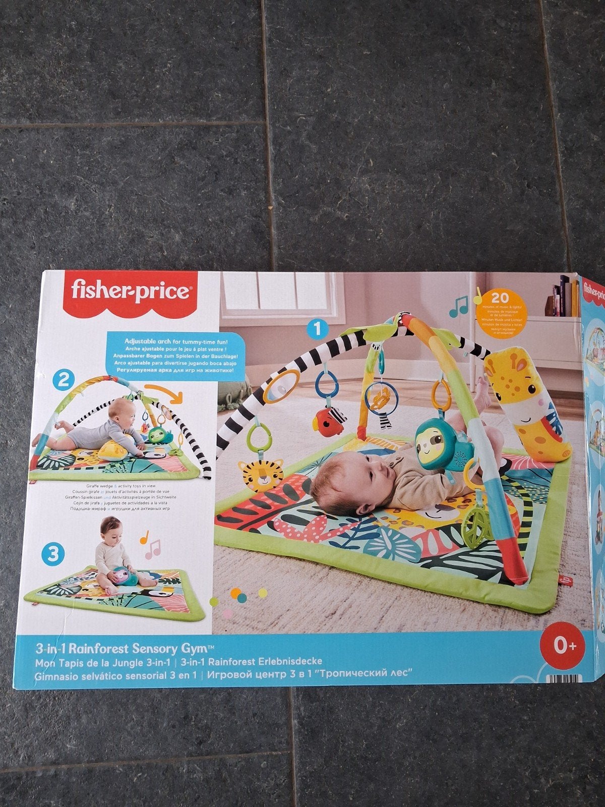 Fisher-Price 3-in-1 Rainforest Sensory Gym, Ophalen, Zo goed als nieuw, Speelkleed, Met geluid