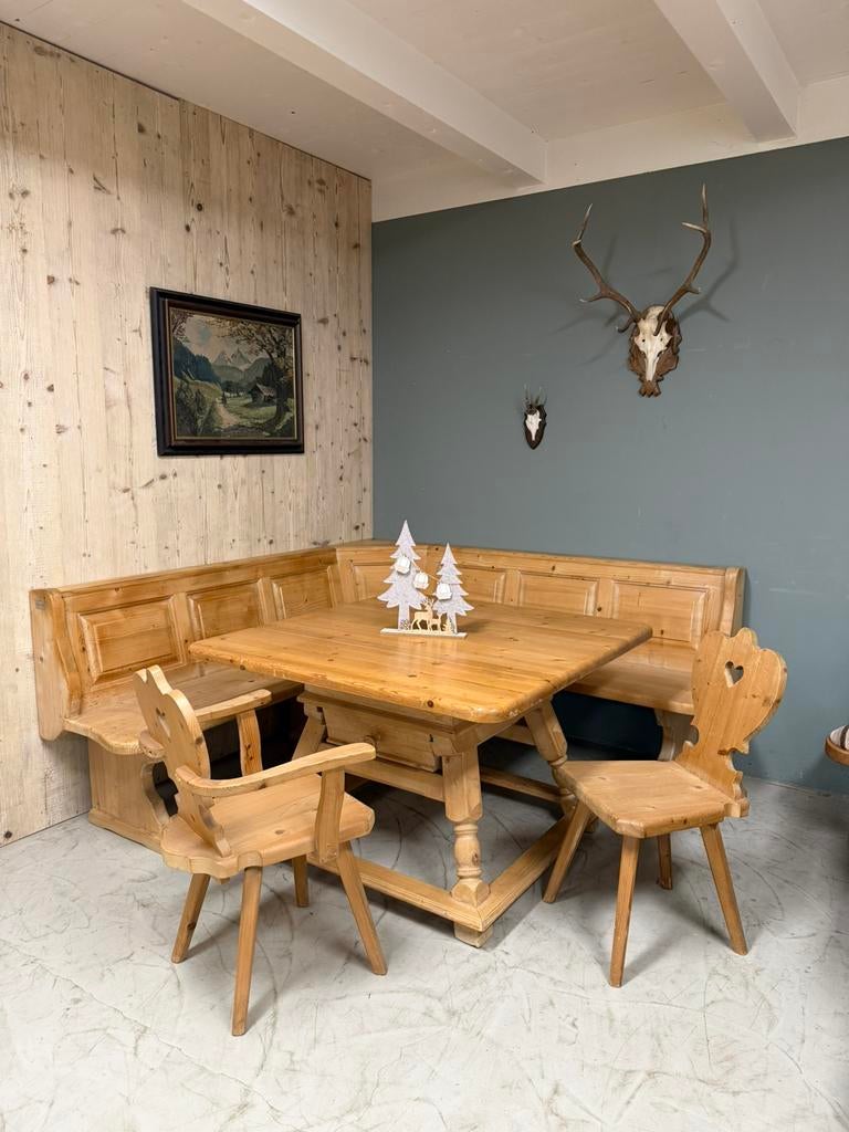 Oostenrijkse Alpen Stube zithoek | Hoekbank tafel en stoelen, Antiek en Kunst, Ophalen