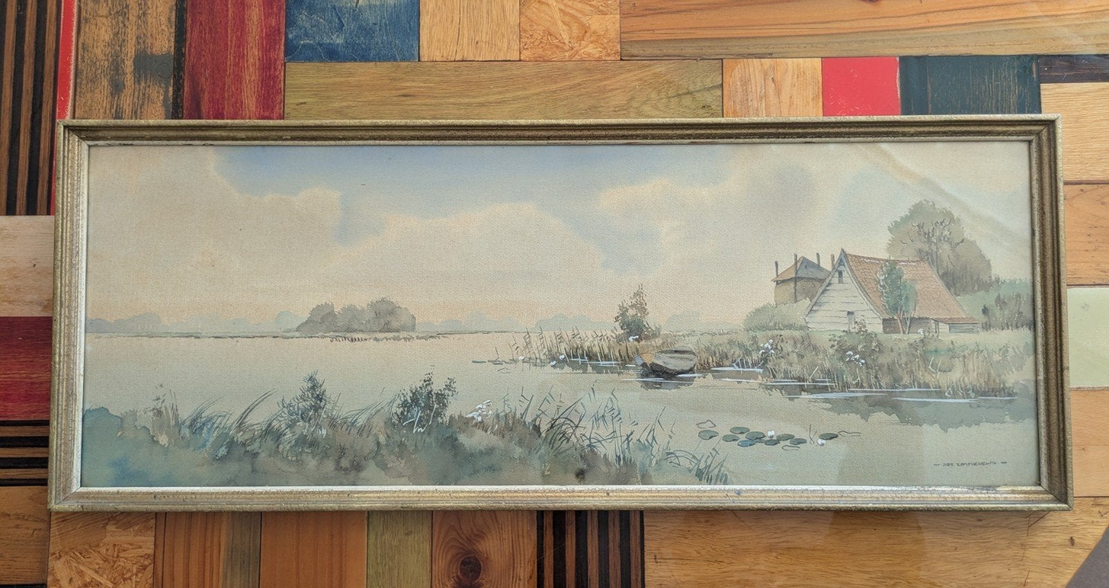 Aquarel Piet Zonneveld (1908-1982) gedateerd 1944, Gedateerd, Oud hollands, Ophalen of Verzenden, Landschap