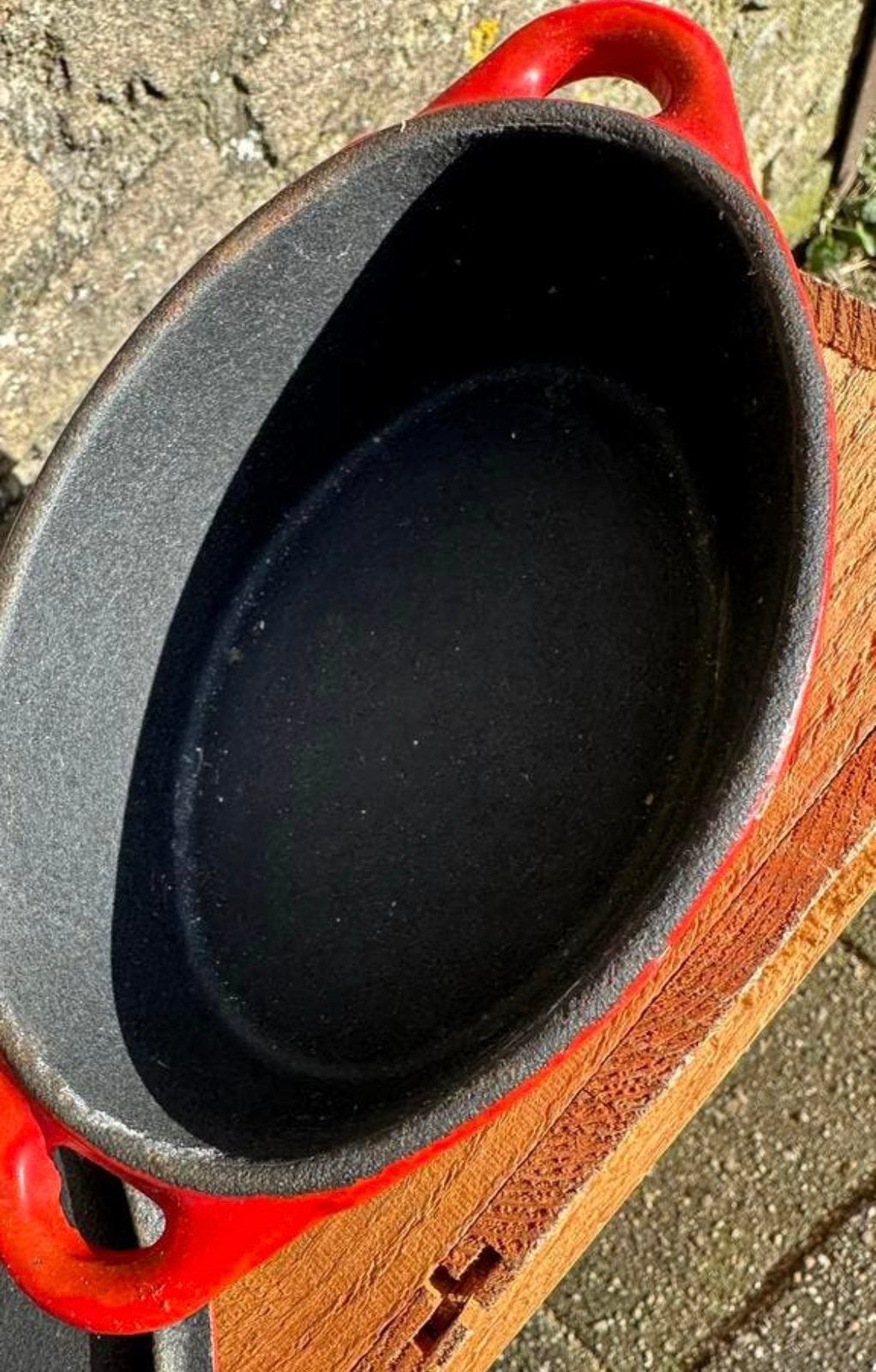 Klein Gietijzer braad pannetje in goede staat. Oval model, Ophalen of Verzenden, Zo goed als nieuw, Kunststof