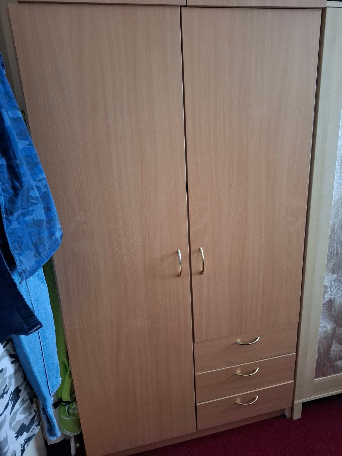 kledingkast  beuken met 3 lades en bovenstuk, Huis en Inrichting, Kasten | Kledingkasten, Gebruikt, 50 tot 100 cm, 150 tot 200 cm
