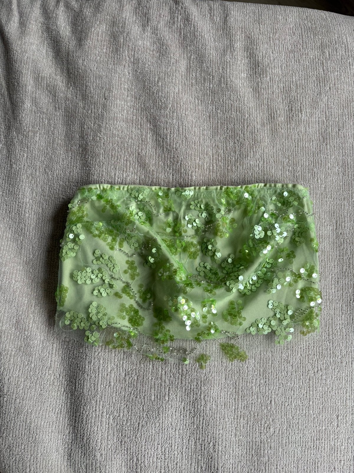 Shein bandeau crop top groen sequin pailetten maat s, Ophalen of Verzenden, Zo goed als nieuw, Groen, Maat 36 (S)