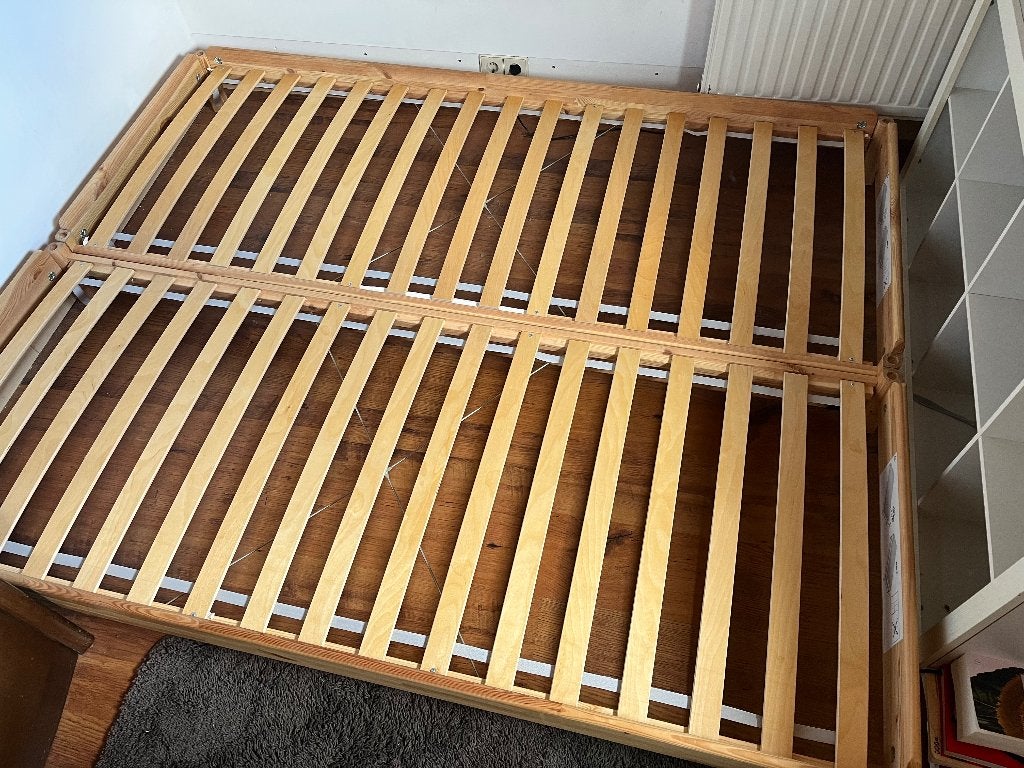 Bed, Huis en Inrichting, Slaapkamer | Bedden, Ophalen, Tweepersoons, Zo goed als nieuw, 160 cm