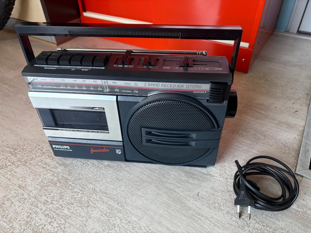 Vintage Philips D7050 radio cassette speler jaren 80, Ophalen of Verzenden, Gebruikt, Radio