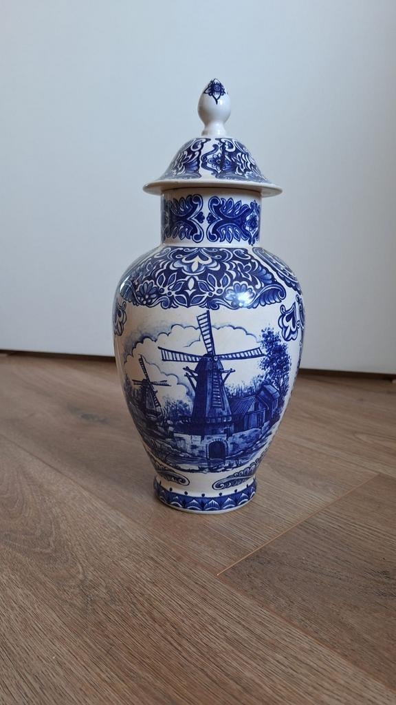 klassieke Delfts blauwe gemberpot met deksel, traditioneel g, Antiek en Kunst, Ophalen of Verzenden