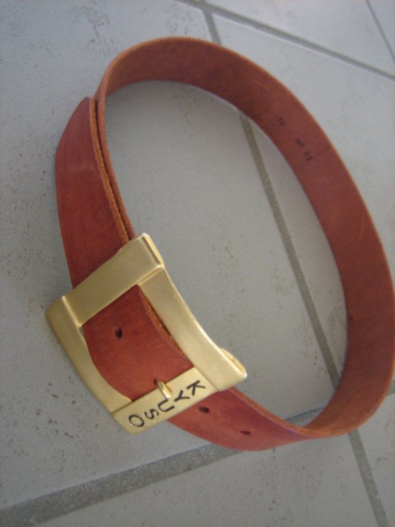 Leren tailleriem met koperen Design-buckle KYUSO 70 snazzeys, Kleding | Dames, Minder dan 80 cm, Echt leder, Nieuw, Tailleriem