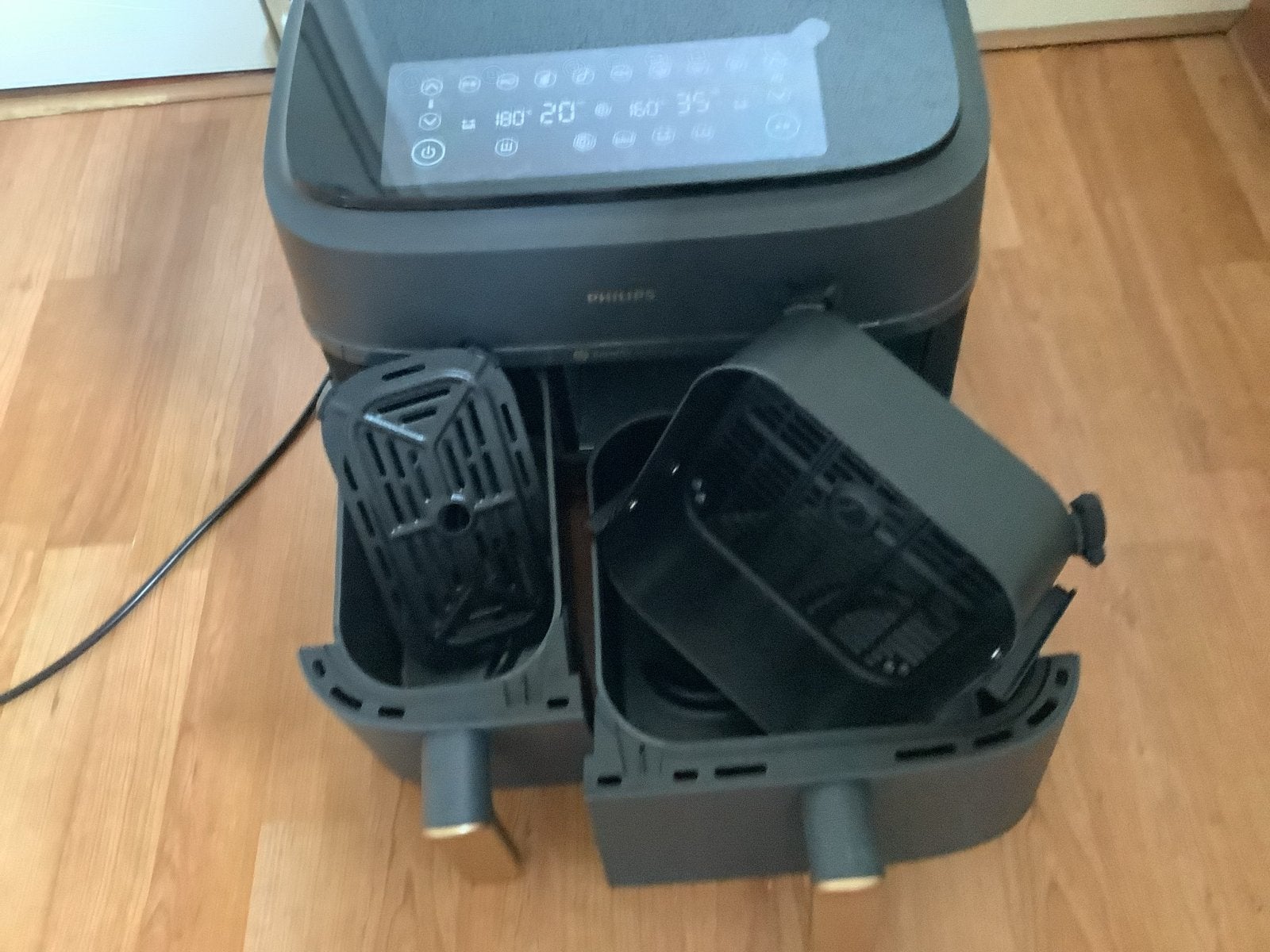 Philips Dubbele Airfryer met Uitneembare Roosters en Bakjes, Ophalen, Gebruikt, Airfryer, 1500 gram of meer