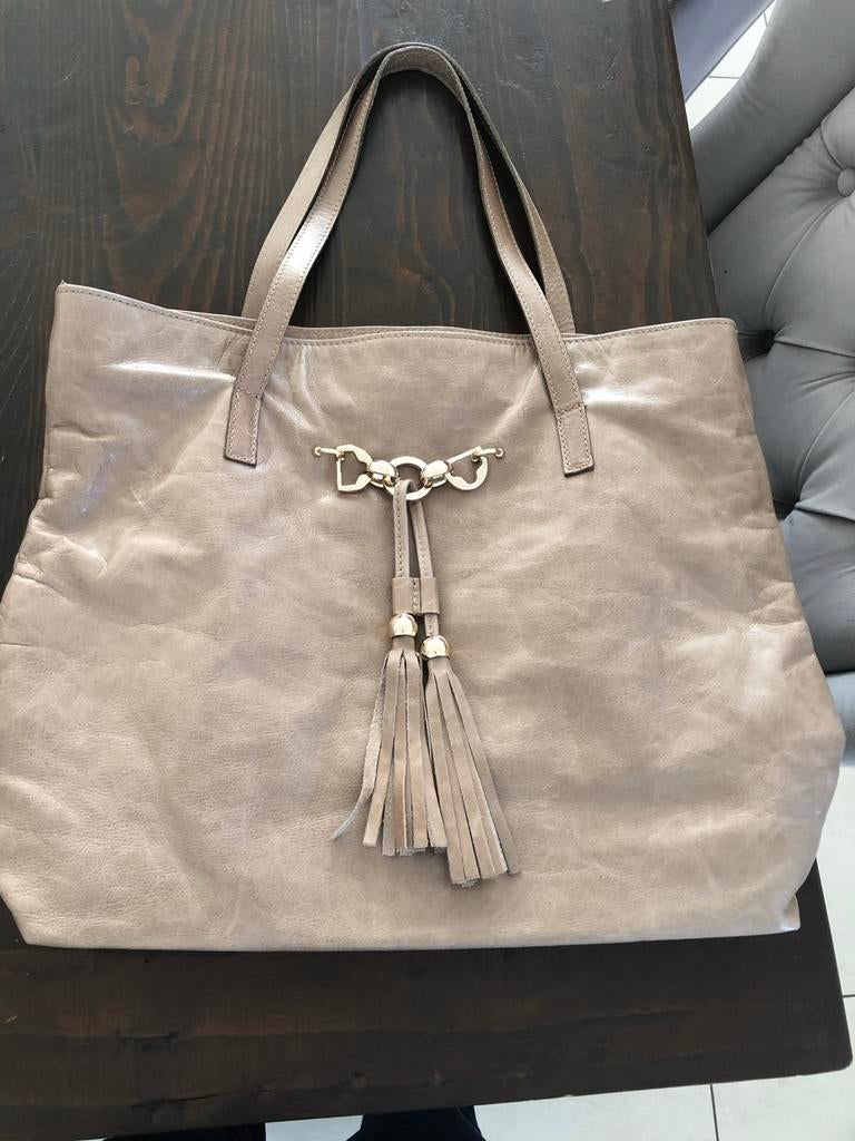 Nieuw beige leer grote handtas, Sieraden, Tassen en Uiterlijk, Tassen | Damestassen, Ophalen of Verzenden, Nieuw, Beige, Handtas