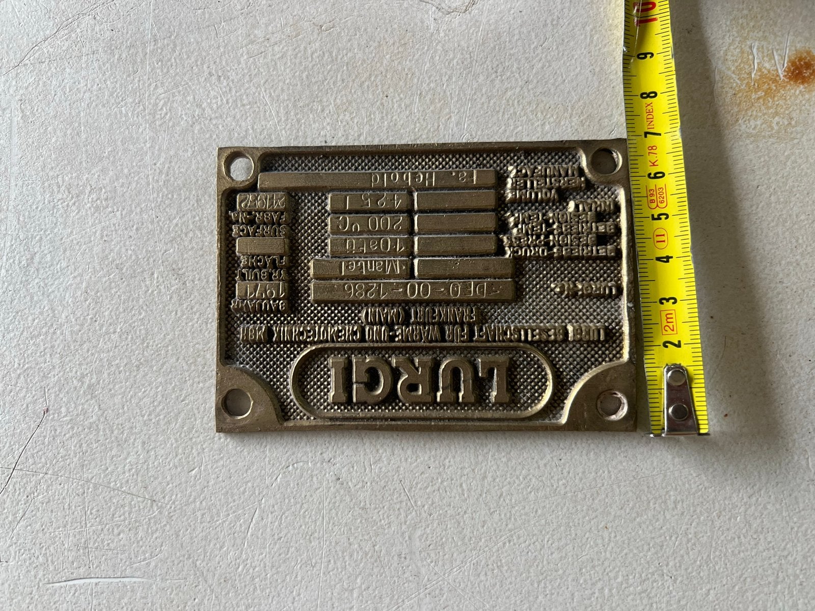 Vintage Lurgi Bronzen Plaat - Industriële Decoratie, Ophalen of Verzenden, Brons
