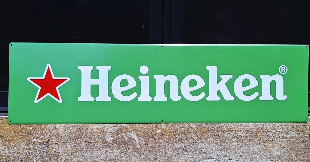 Vintage XXL emaille reclamebord Heineken Bier🍺, Verzamelen, Ophalen, Reclamebord, Gebruikt, .
