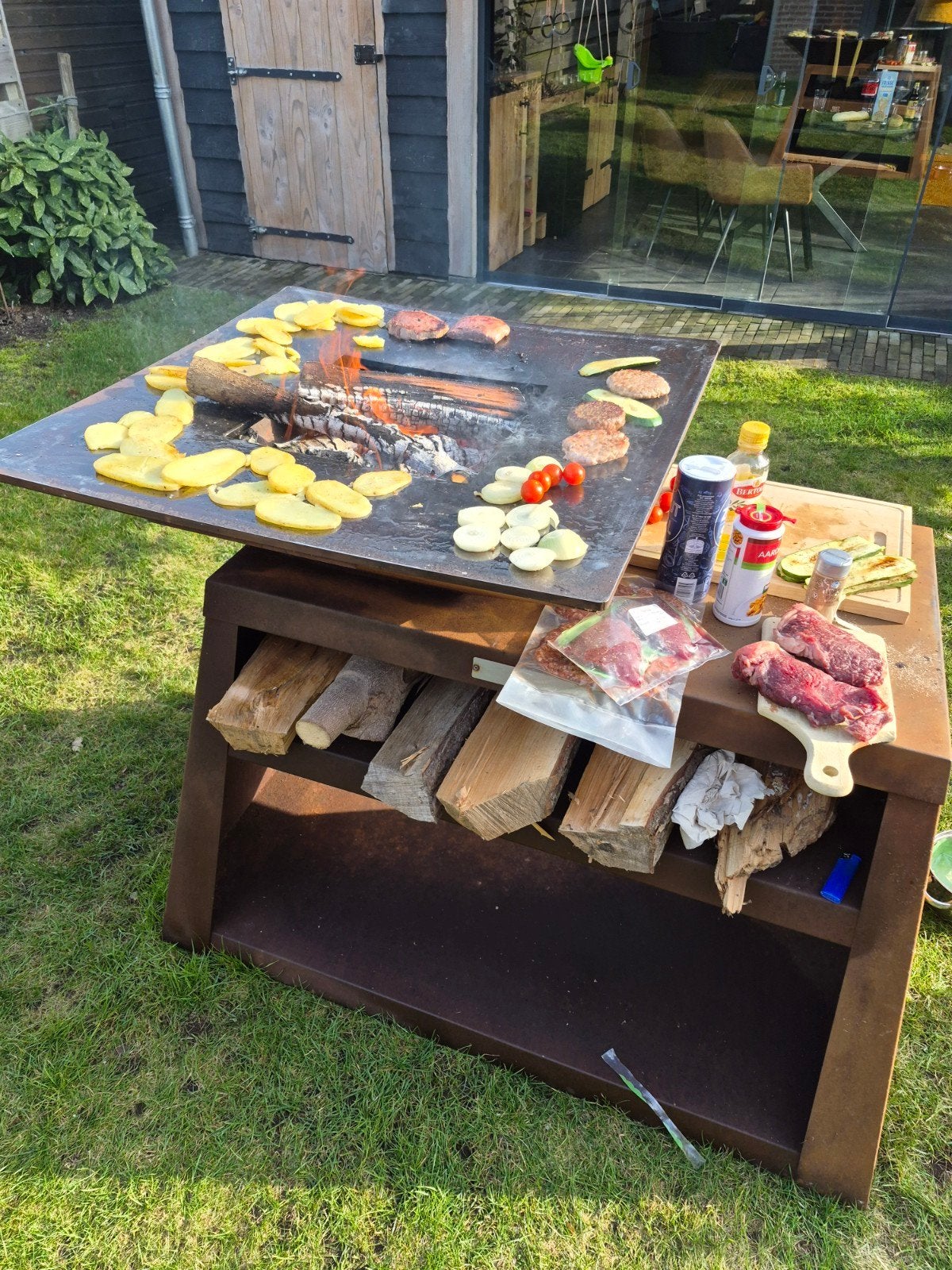 quan quadro lage Plancha barbecue cortenstaal, Ophalen