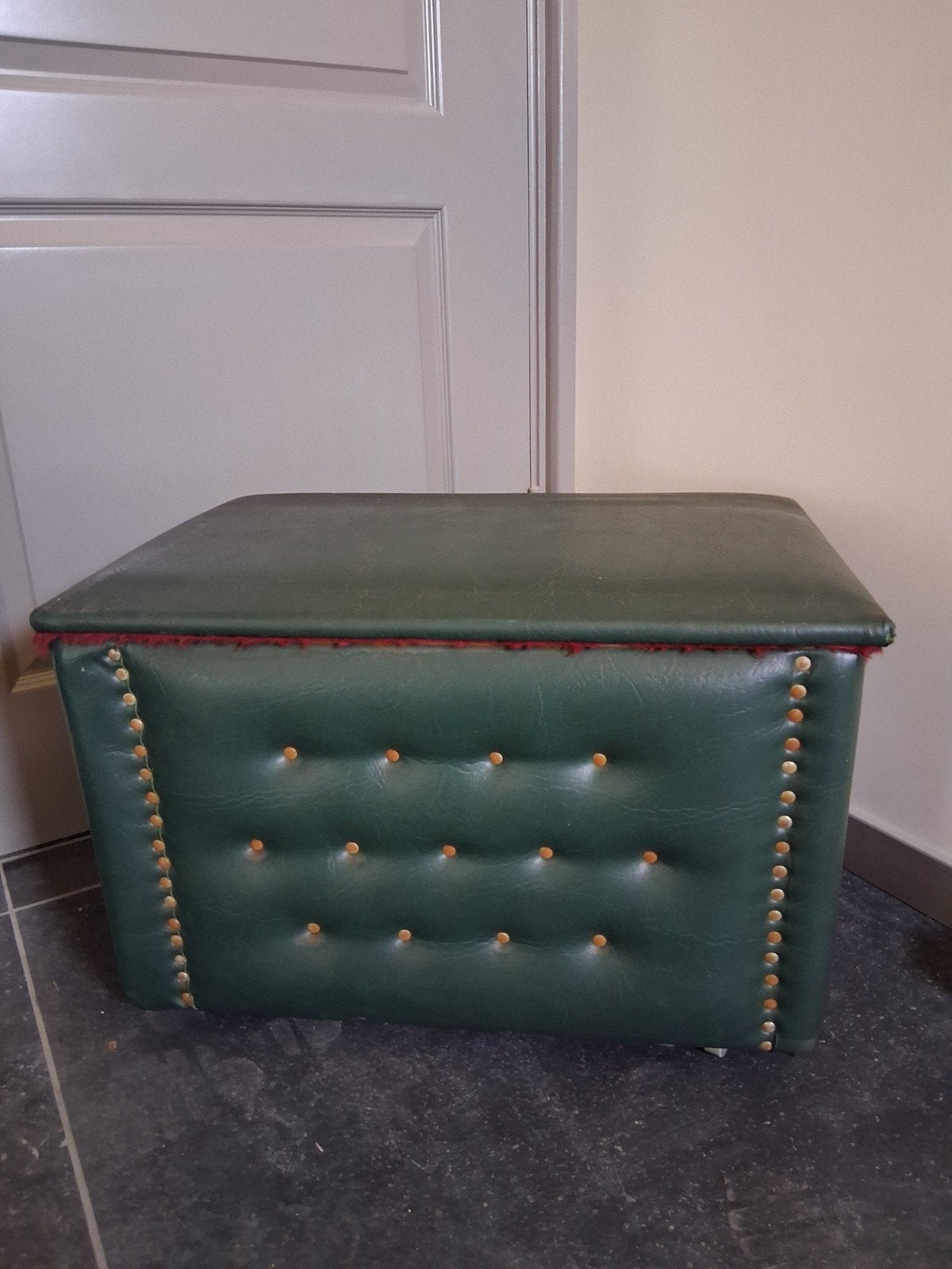 Poef / hocker jaren 50-60 groen, Antiek en Kunst, Ophalen
