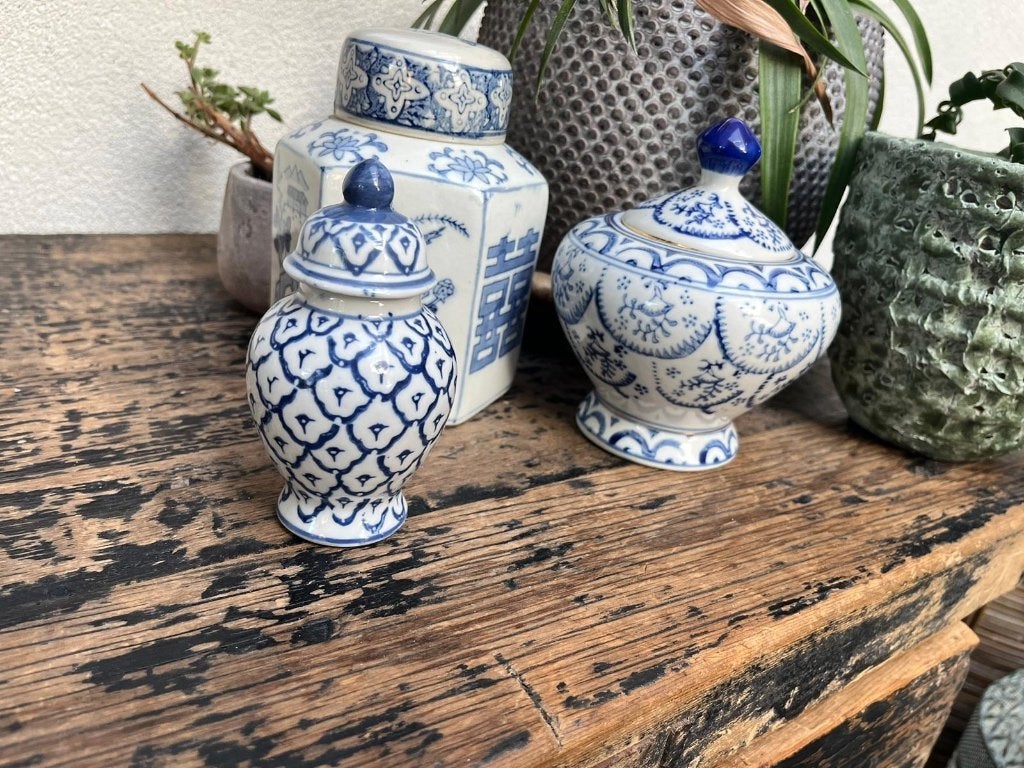 Set chinese porselein potjes chinees en 1 frans kommetje, Ophalen of Verzenden