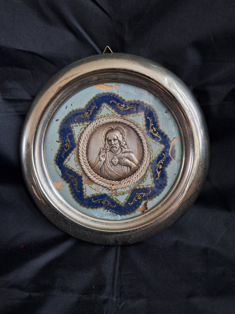 Antieke Heilige Hart van Jezus Ingelijste Wanddecoratie, Ophalen