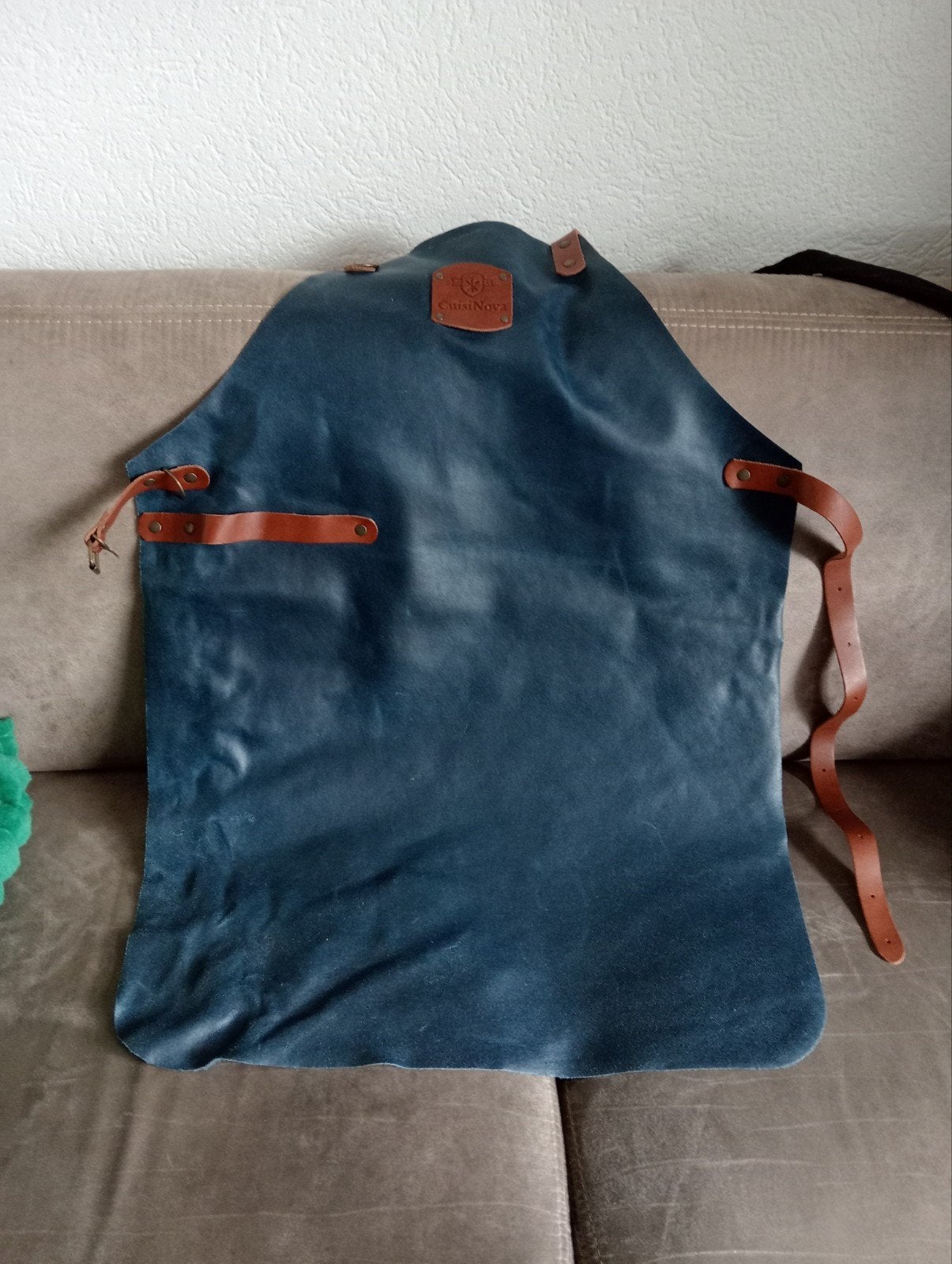 Cuisinova Leren Schort - Blauw/Bruin - Zo goed als nieuw, Ophalen of Verzenden, Overige merken, Overige typen, Blauw