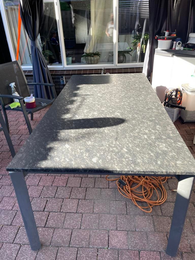 Hartman natuursteen tuintafel - Rechthoekig, Tuin en Terras, Tuintafels, Ophalen, Gebruikt, Rechthoekig, Metaal