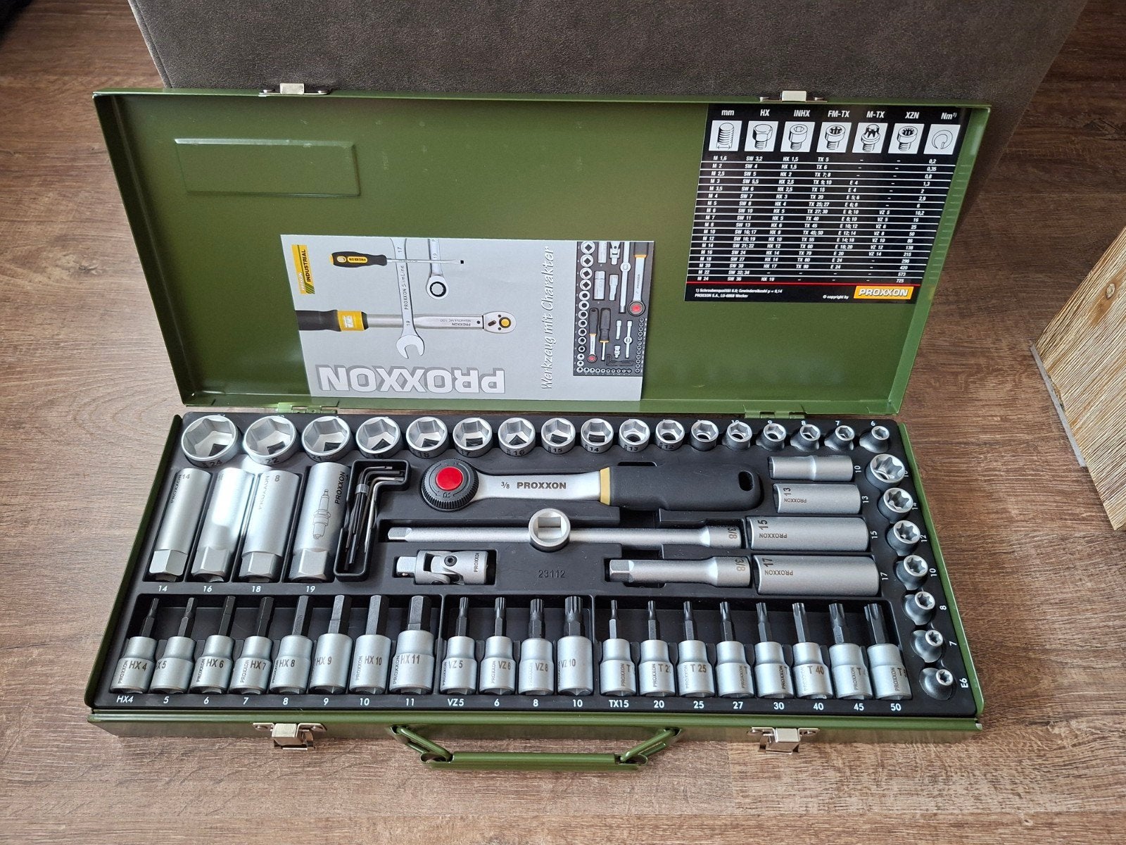 Proxxon 23112 65-delige 3/8" doppenset met E-torx Torx XZN, Ophalen of Verzenden, Zo goed als nieuw