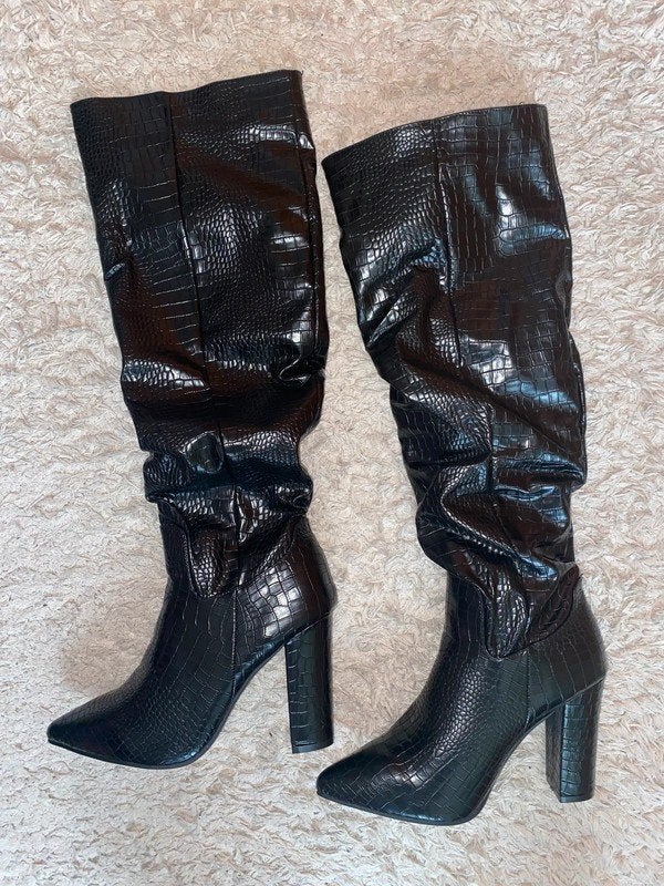 hoge zwarte croco effect laarzen alto (40), Hoge laarzen, Verzenden, Zwart, Nieuw