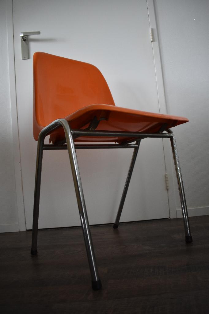 Vintage retro kunststof oranje bureau stoel design 1972, Ophalen, Gebruikt, Overige kleuren, Eén