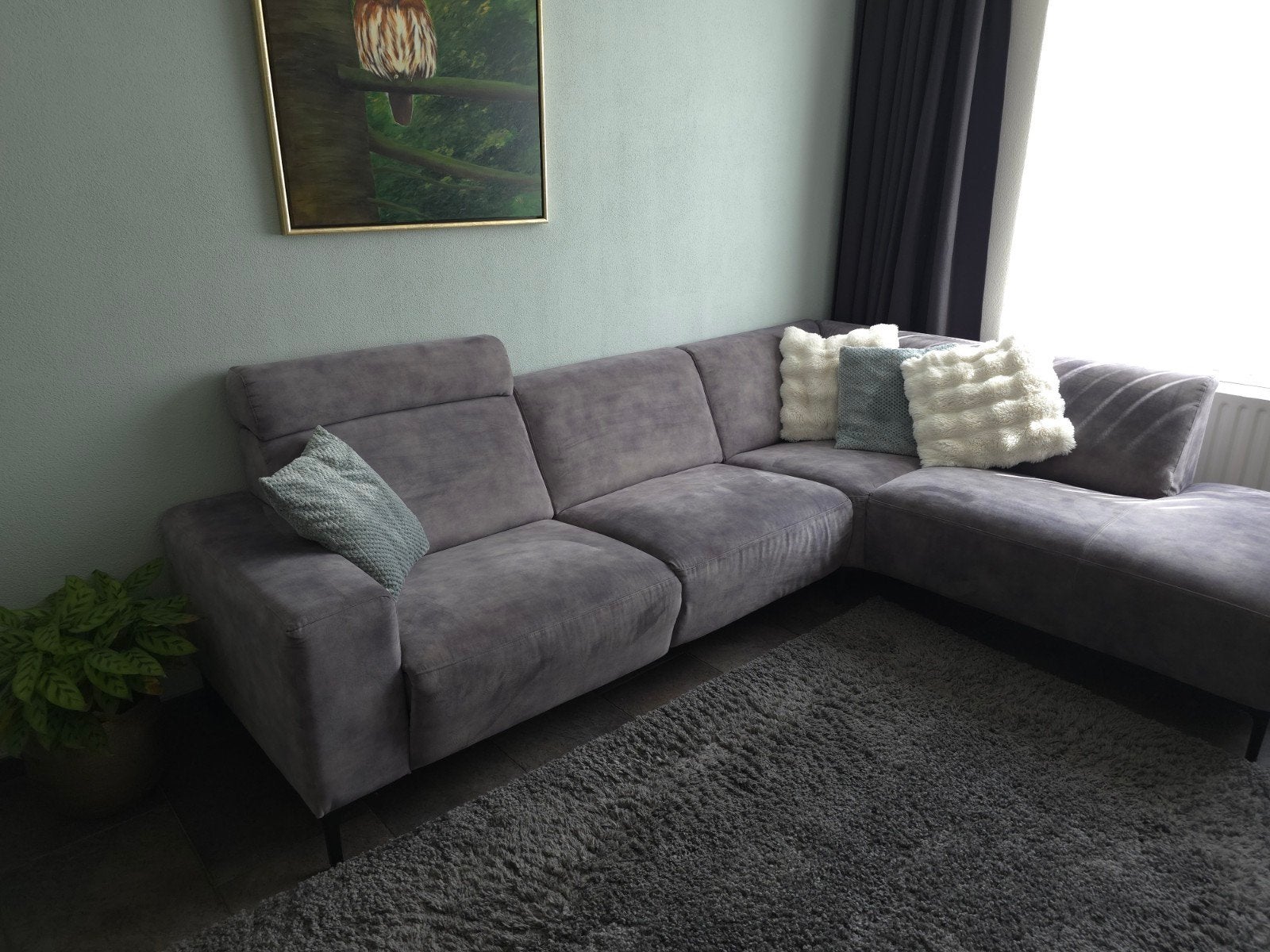 Hoekbank Dolphin Grey Velvet, Ophalen, Zo goed als nieuw, Stof