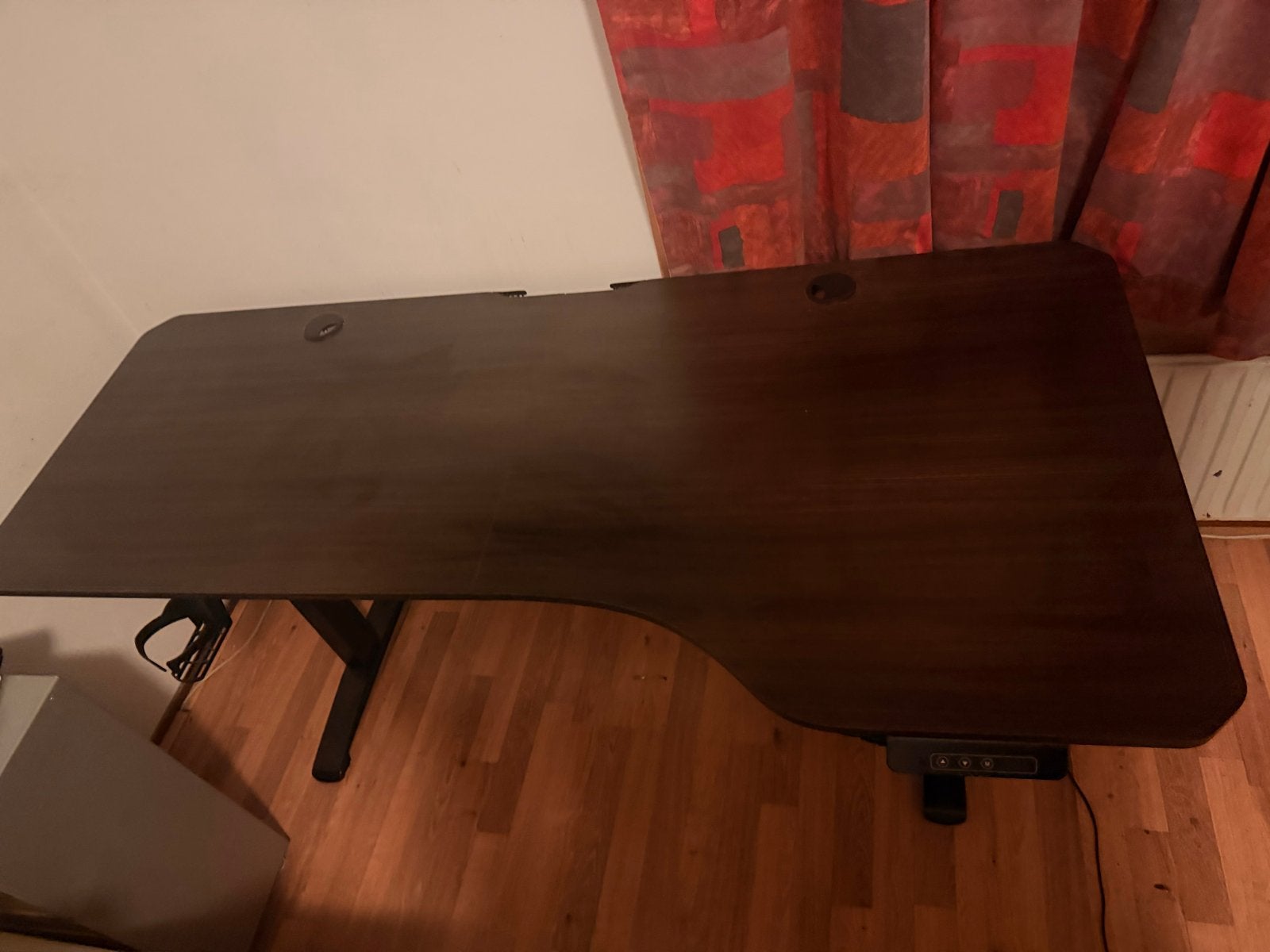 Elektrisch Zit-sta Bureau - Donkerbruin, Demontabel, Spaanplaat of MDF, Hoekbureau, Bruin