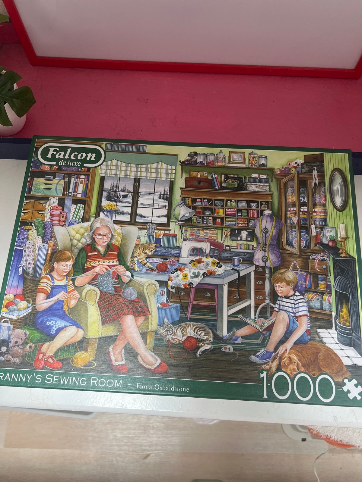 Falcon de Luxe Legpuzzel: Granny's Sewing Room (1000 stukjes, Ophalen of Verzenden, 500 t/m 1500 stukjes, Zo goed als nieuw, Legpuzzel