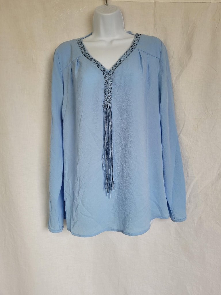 Mooie blauwe blouse mt L merk JS Millenium, Blauw, ., Maat 42/44 (L), Ophalen of Verzenden