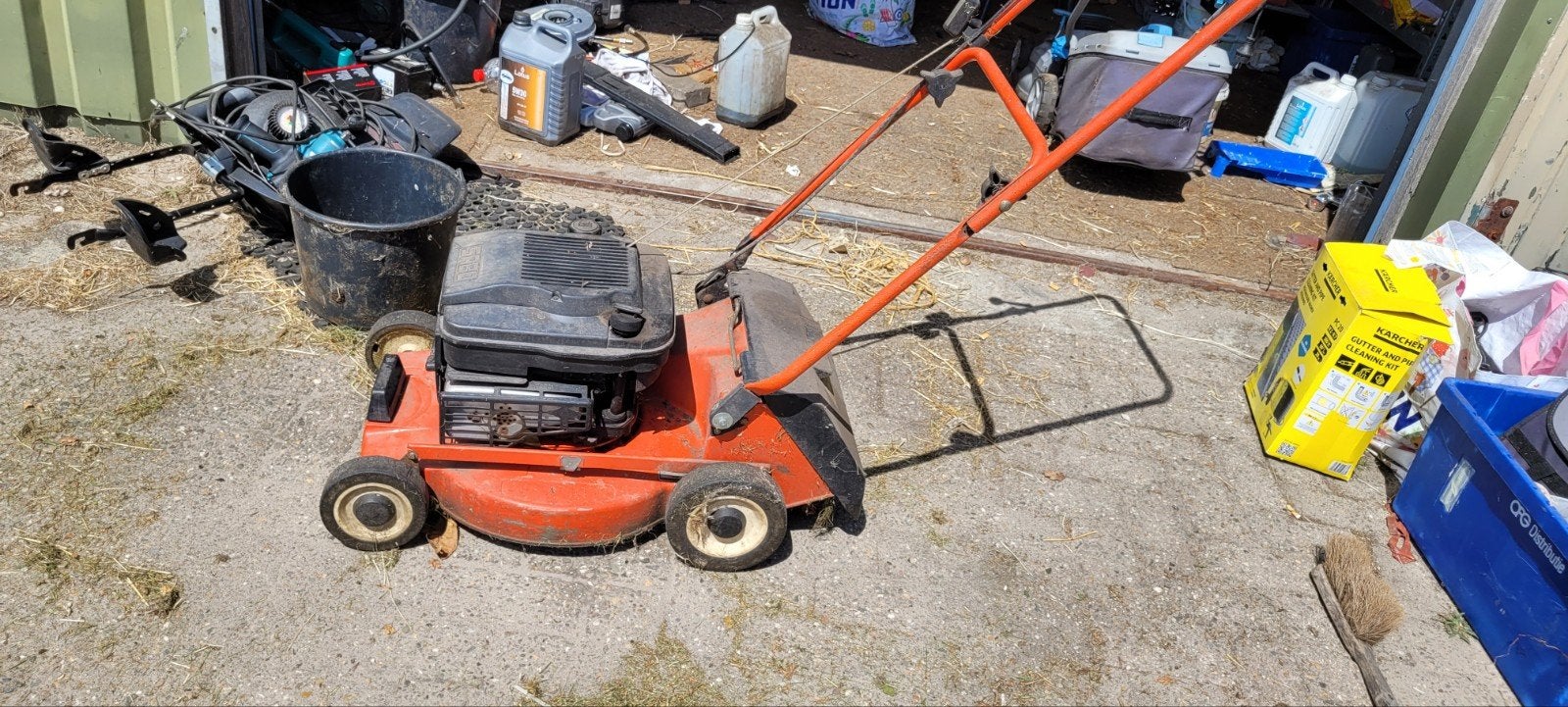 Goed werkende Sabo grasmaaier 43-4TH (Q) - Benzine, Tuin en Terras, Grasmaaiers, Cirkelmaaier, Gebruikt, Benzine-grasmaaier, 40 t/m 49 cm