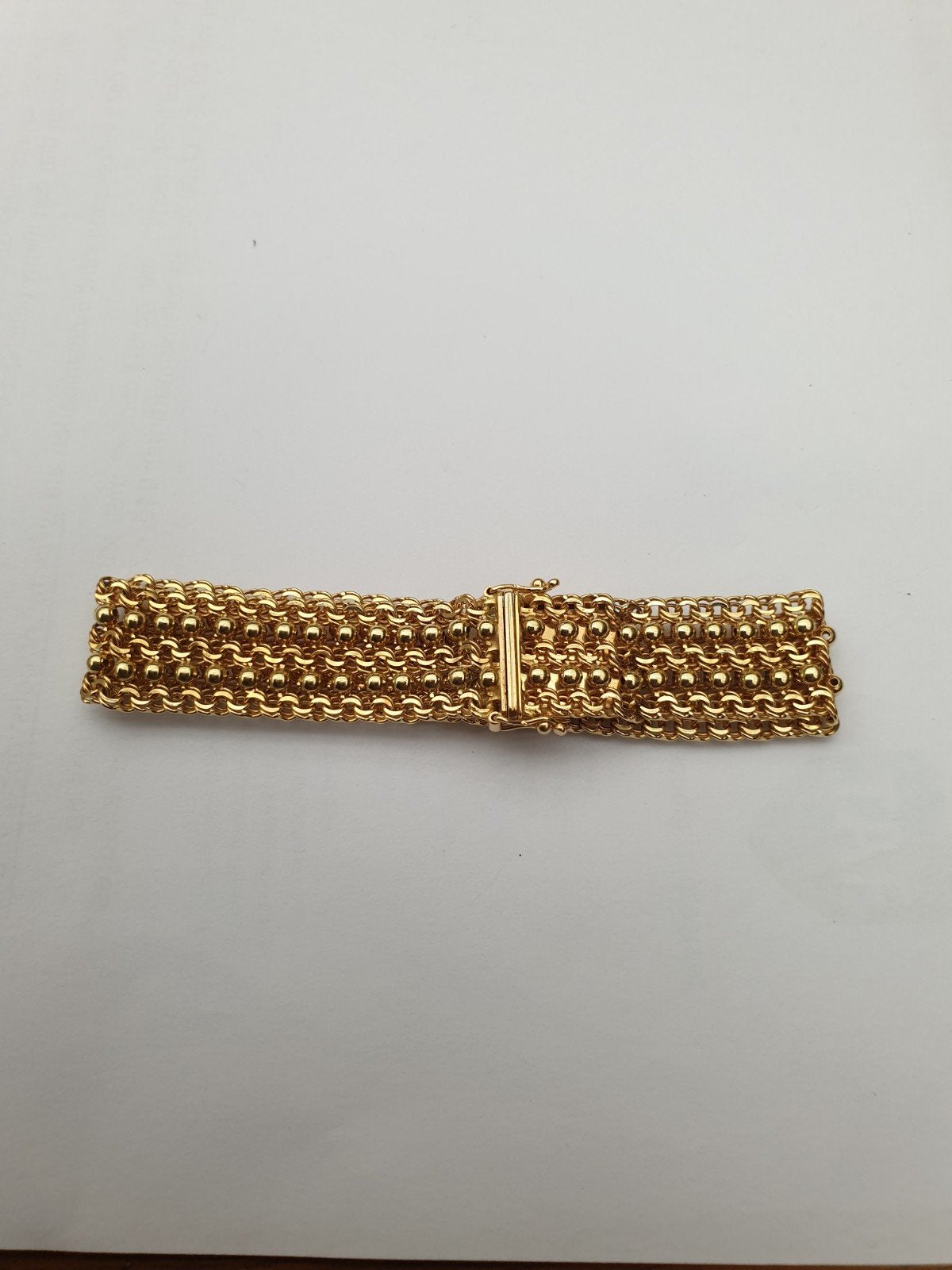 Zeer fraaie gouden armband, 15 mm breed, lengte 17 cm (Z1), Sieraden, Tassen en Uiterlijk, Antieke sieraden, Ophalen of Verzenden
