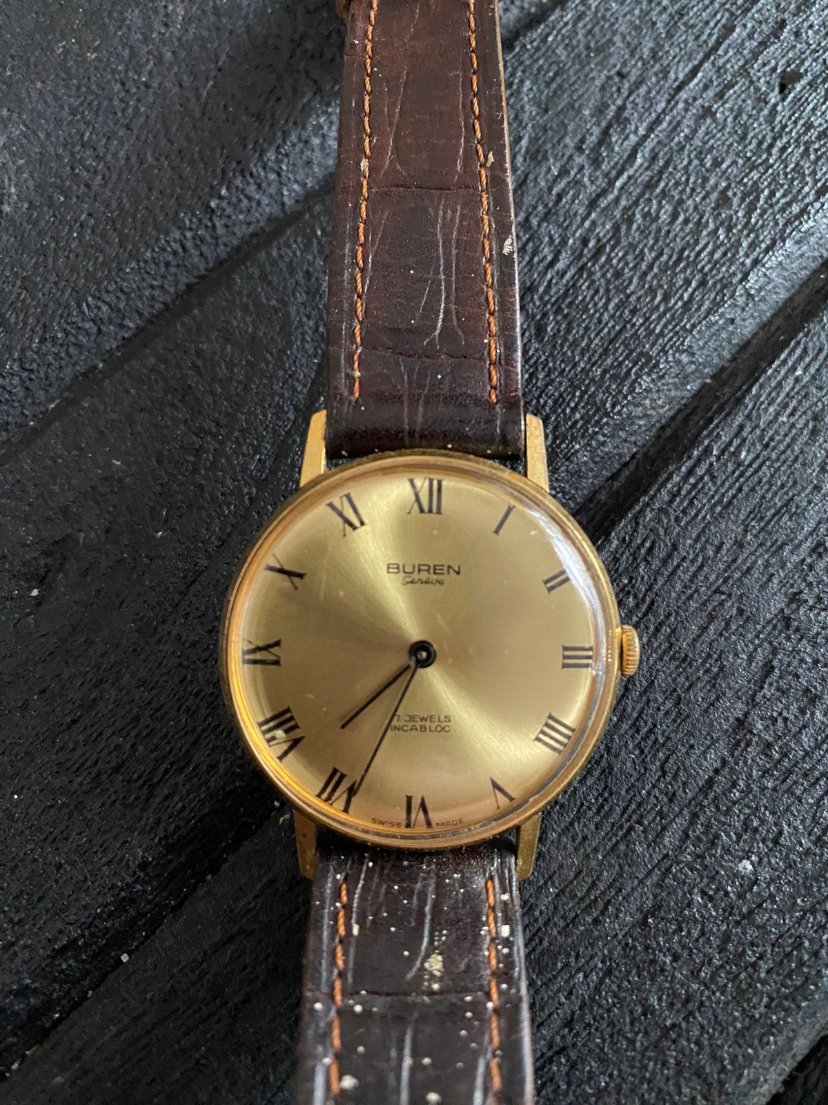 Vintage zwitsers mechanisch horloge BUREN, Ophalen of Verzenden, Staal, Overige merken, 1960 of later