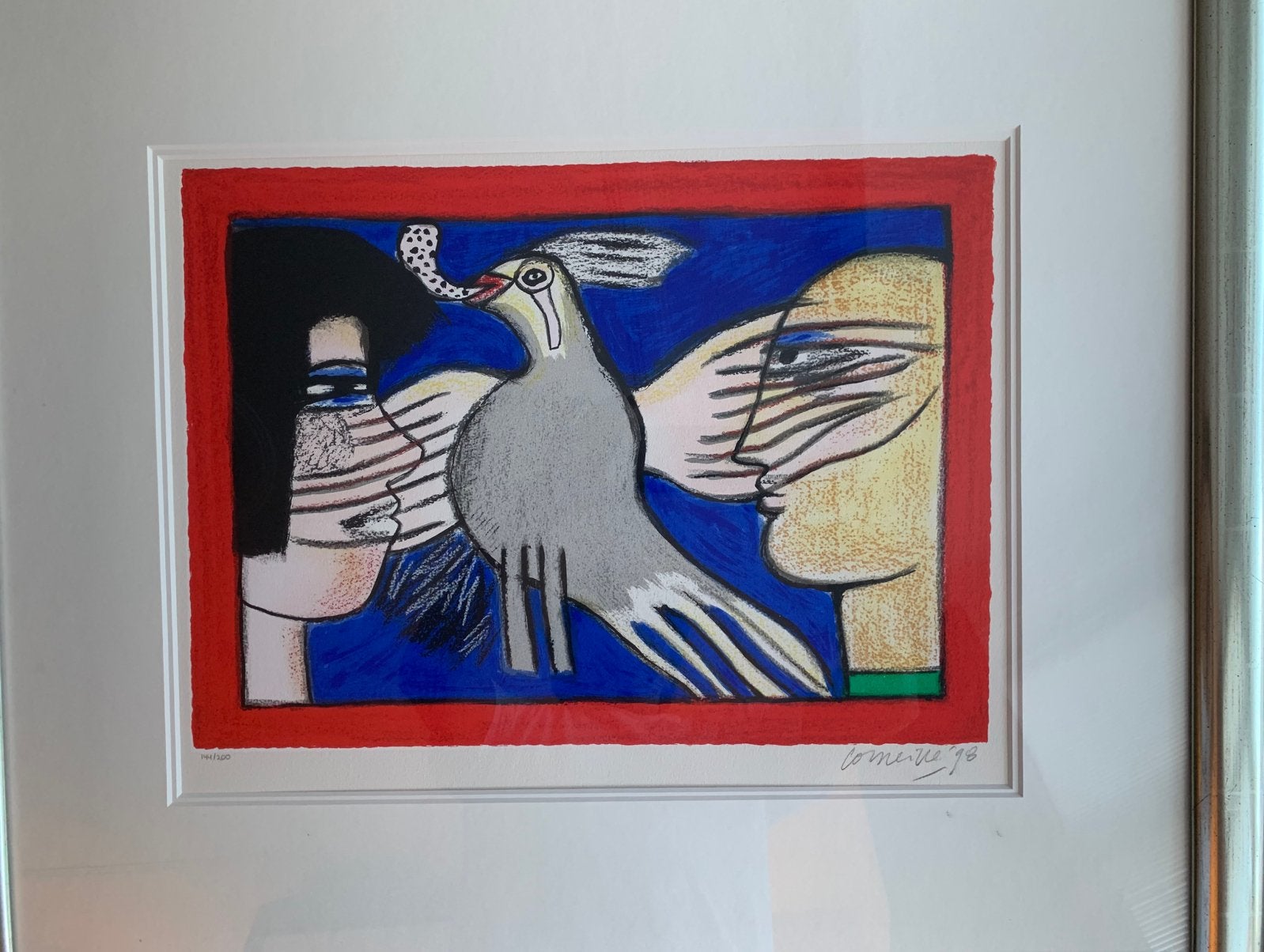 Dialogue avec l’oiseau (Corneille), Met glas, Ophalen, Portret en Figuren, Lithografie