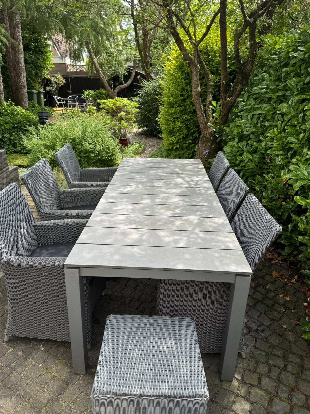 Complete Tuin Eettafelset, Tuin en Terras, Ophalen, Zo goed als nieuw, Aluminium, Bijzettafel