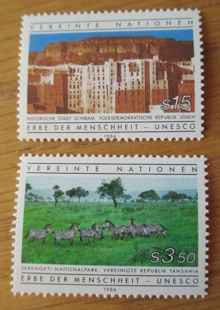 VN Wenen, serie Werelderfgoed Tanzania en Jemen, 1984, Verzenden, Overige landen, Postfris