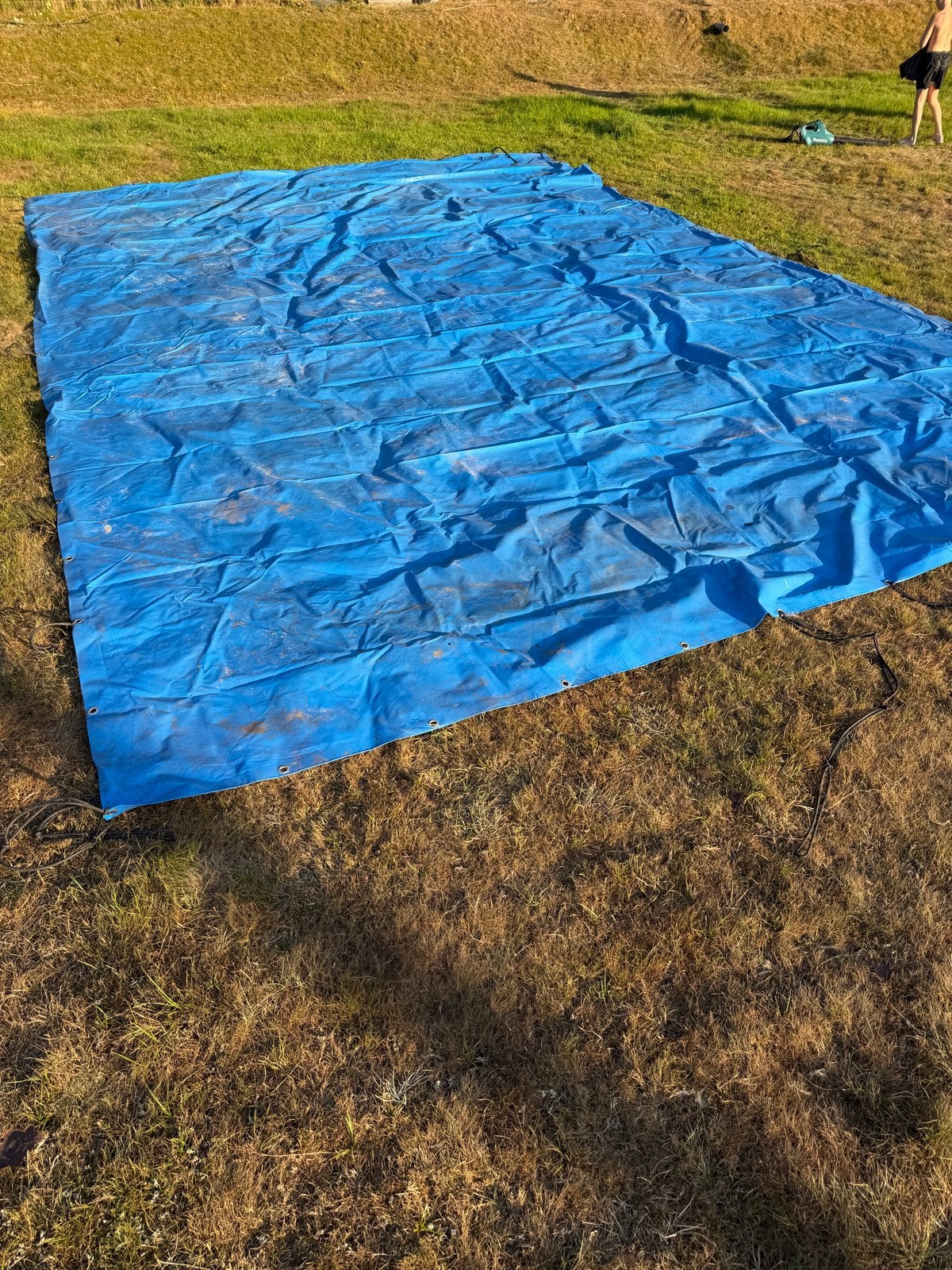 Winterdek zwembad 9x6m - Blauw afdekzeil, Tuin en Terras, Zwembad-toebehoren, Ophalen, Gebruikt, Afdekzeil