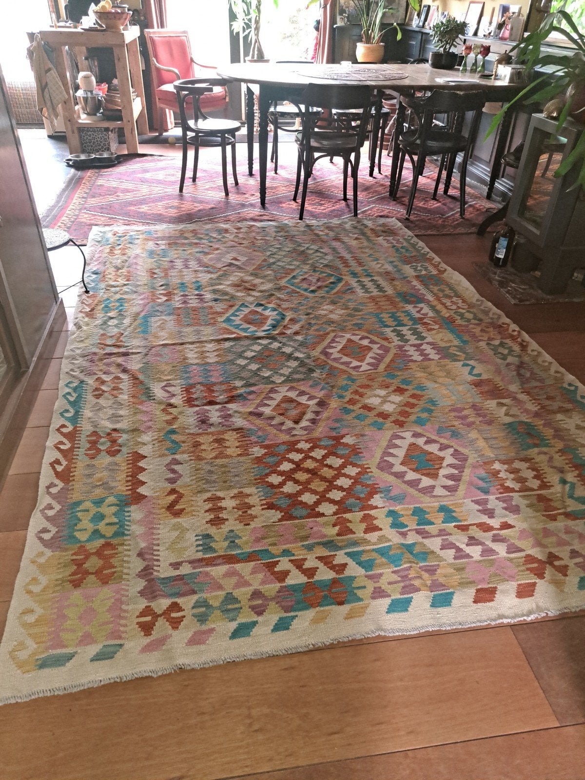 Kleurrijk Kelim Vloerkleed 2 x 3, 150 tot 200 cm, 200 cm of meer, Ophalen of Verzenden, Zo goed als nieuw