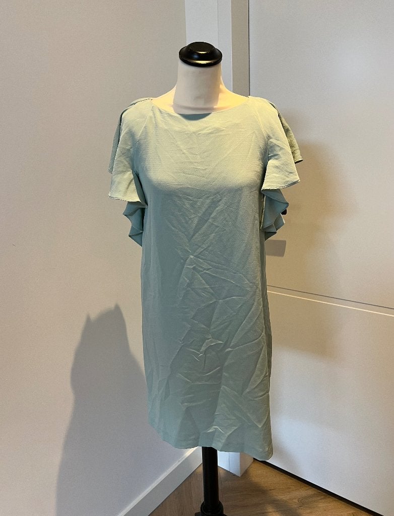 ZGAN pistache groen Zara zomer jurk rushes XS 34 36 bruiloft, Zara, Ophalen of Verzenden, Zo goed als nieuw, Maat 34 (XS) of kleiner