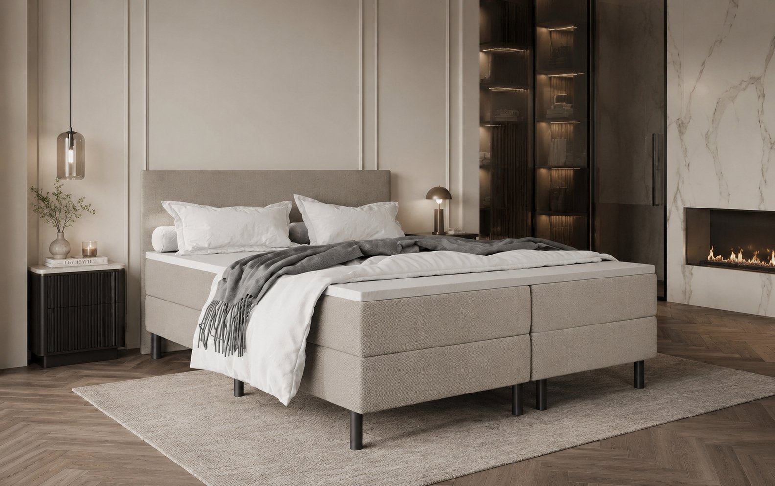 Box spring bed in 180  200 cm (zo goed als nieuw!), Ophalen, Zo goed als nieuw, Tweepersoons