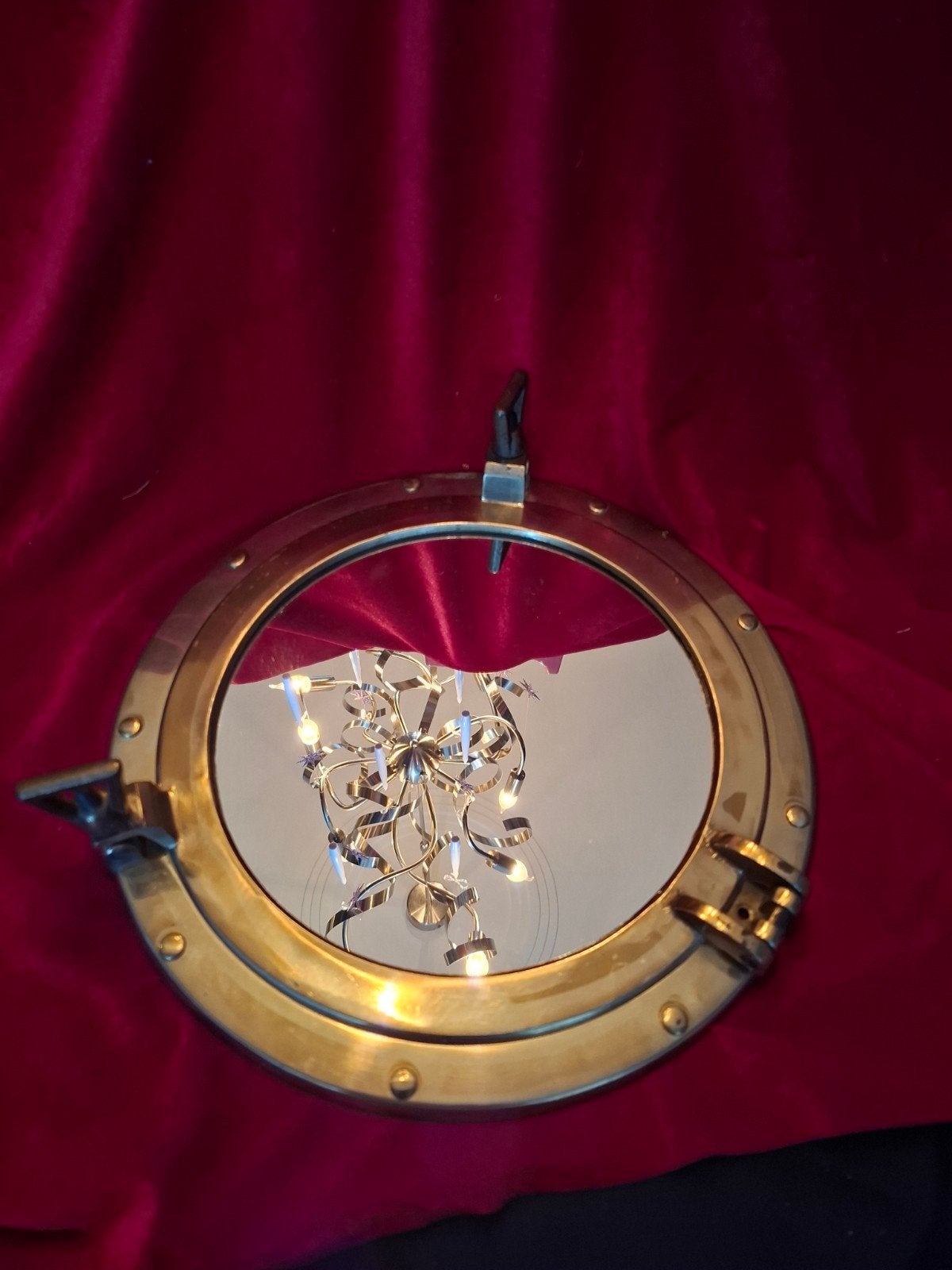 Grote messing patrijspoort spiegel – 32,5 cm Marine Nautisch, Ophalen of Verzenden