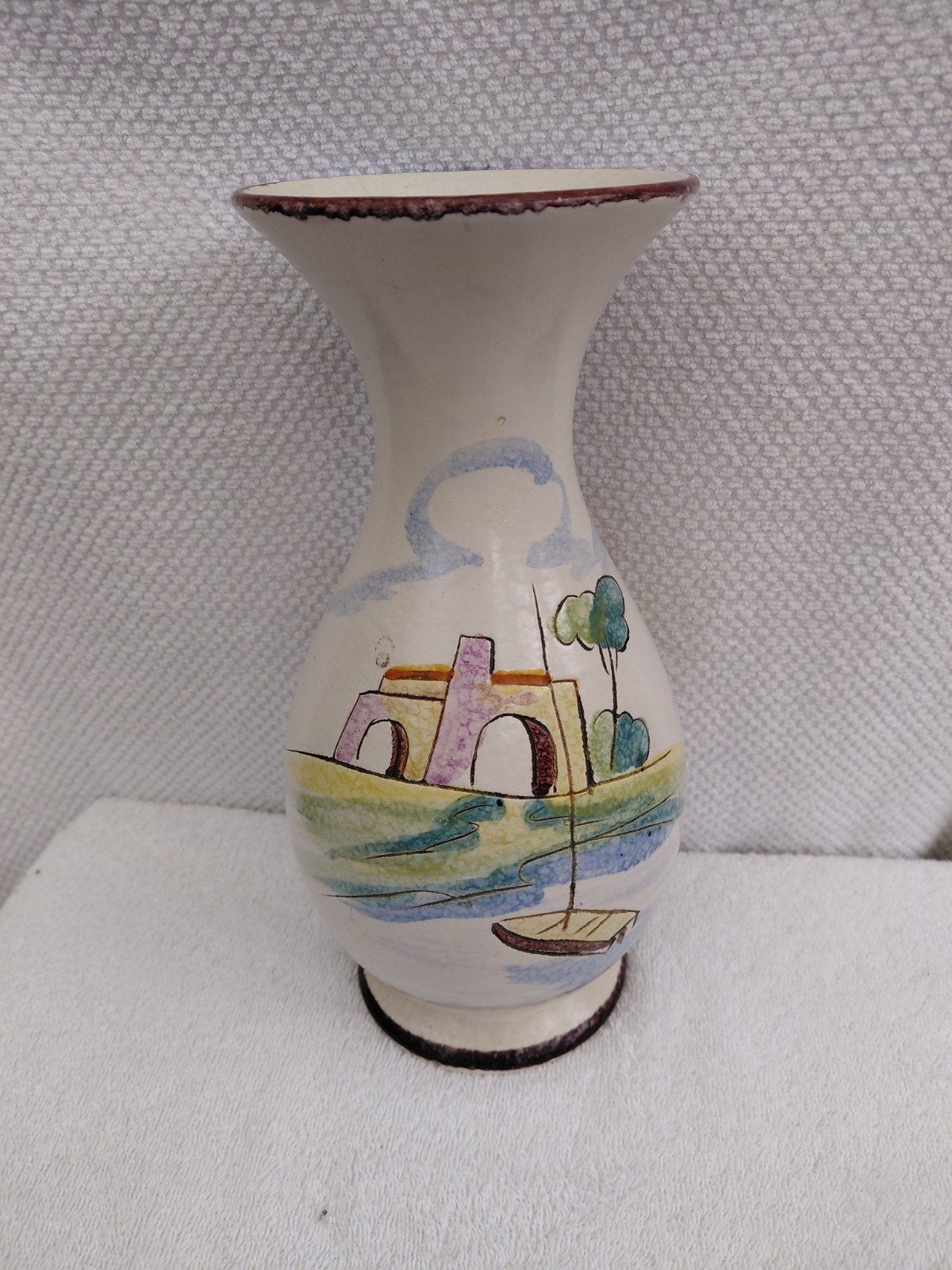 Vintage Handgeschilderde Keramische Vaas - Germany, Ophalen of Verzenden