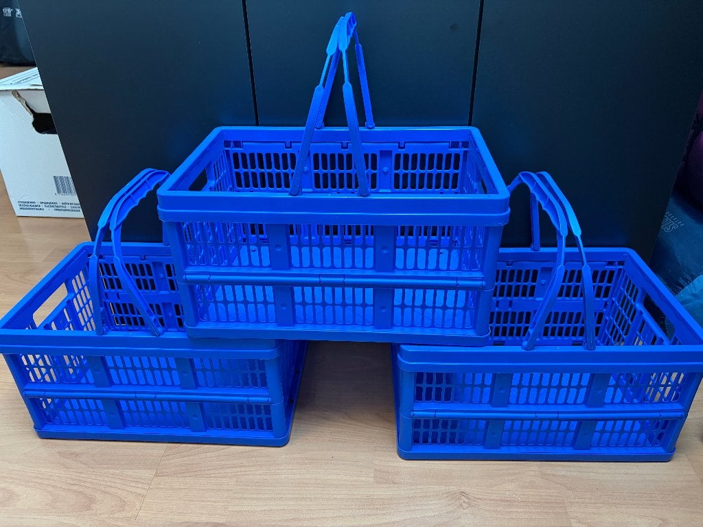 3x klein opberg kratje/ boodschappen kratje met handvaten, Opvouwbaar, Minder dan 35 cm, Minder dan 50 cm, Ophalen of Verzenden